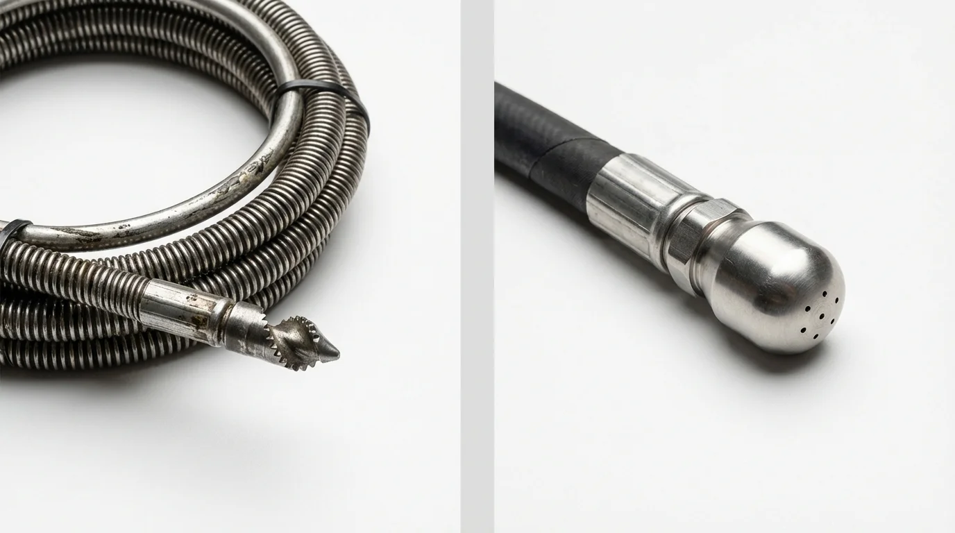 Drain snake cable and hydro jetting nozzle used for drain cleaning in Bentleyville, PA