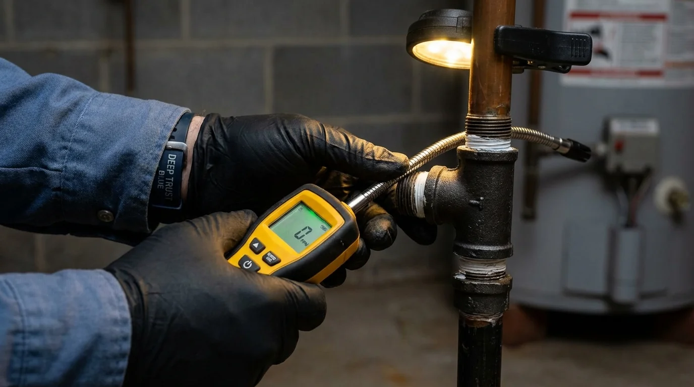 Gas leak detection with electronic sniffer by Johns Plumbing LLC in Bentleyville
