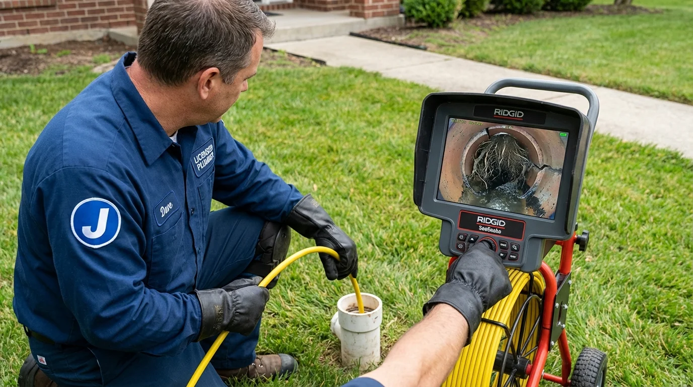 Sewer camera inspection being performed by Johns Plumbing LLC in Bentleyville