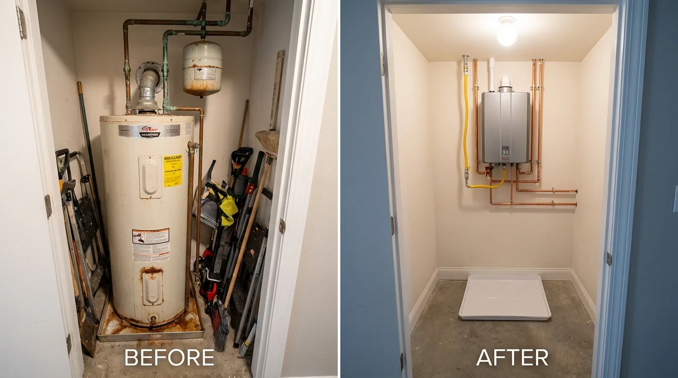 Tank water heater versus wall-mounted tankless unit comparison for Bentleyville, PA homeowners