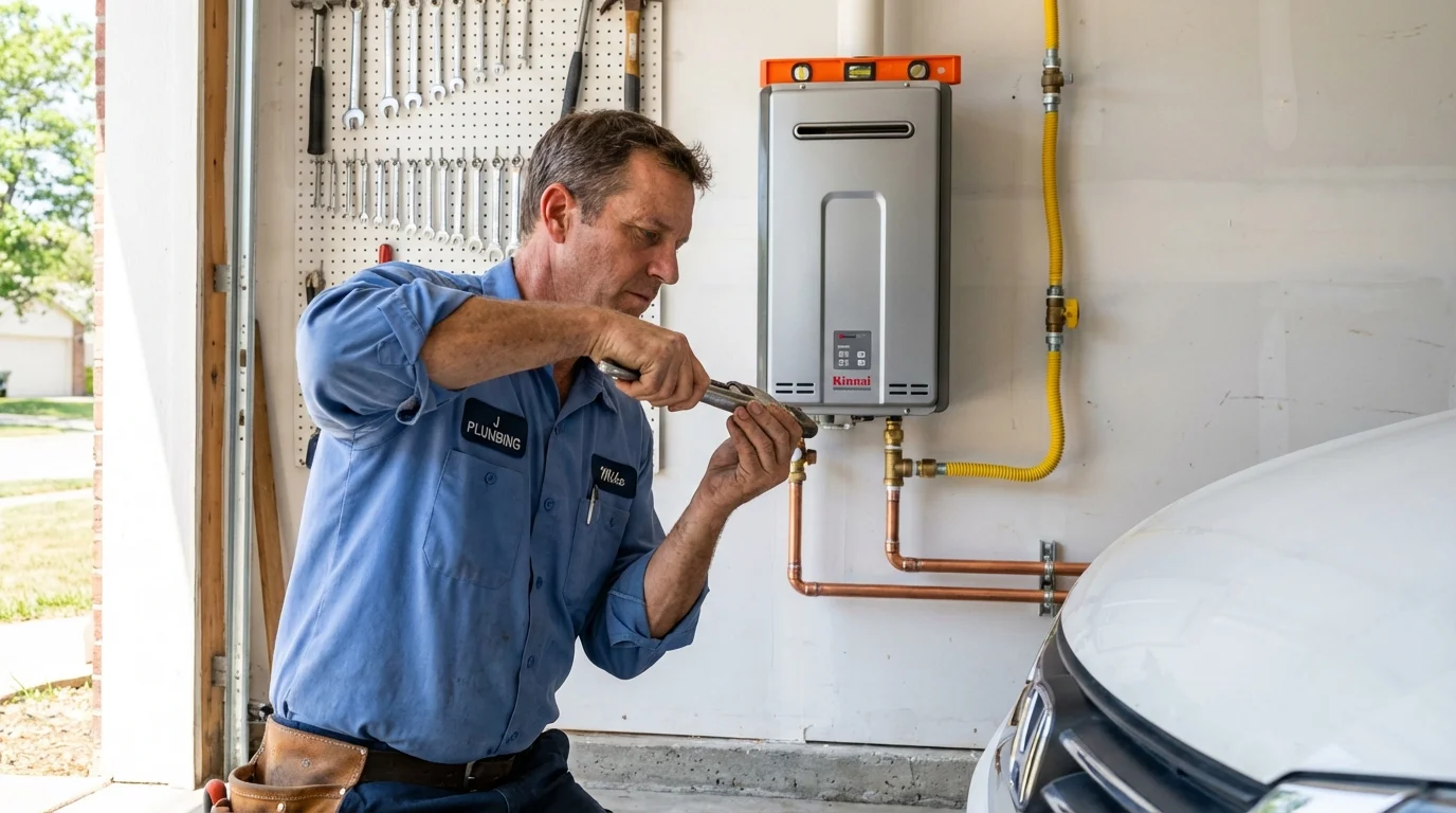 Tankless water heater installation by a Johns Plumbing LLC plumber in Bentleyville